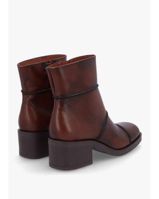 Daniel Tabitha Brown Leather Block Heel Ankle Boots