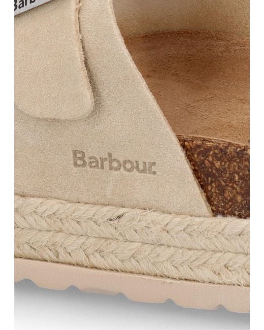 Barbour White Sandgate Parchment Suede Mules