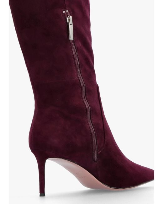 Daniel Red Saffia Burgundy Suede Slim Heel Knee Boots