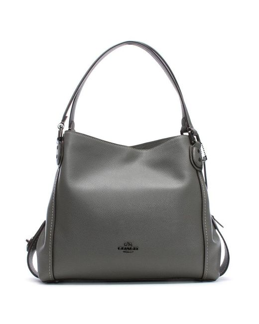 COACH Gray Edie 31 Heather Grey Pebbled Leather Shoulder Bag