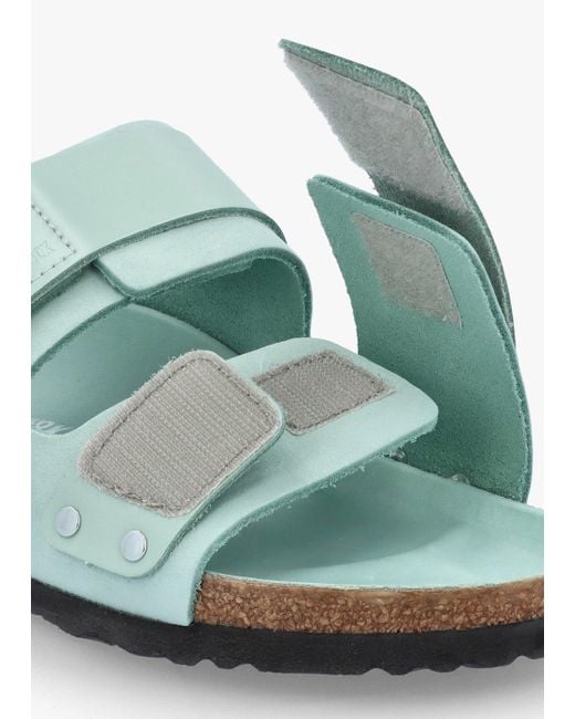 Birkenstock Green Uji Nubuck Leather Two Bar Sandals