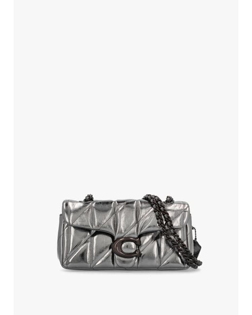 COACH Tabby 20 Quilted Anthracite Metallic Leather Shoulder Bag in