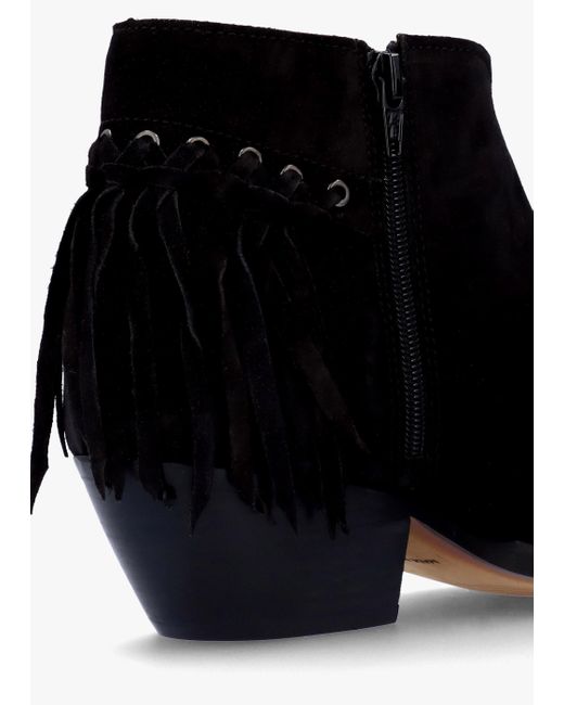 Alpe Ajax Black Suede Fringed Western Stacked Heel Ankle Boots