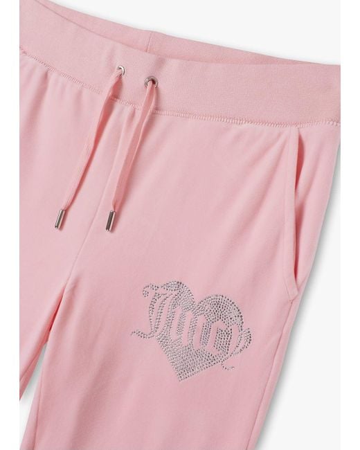 Juicy Couture Pink Del Ray Apple Blossom Velour Heart Diamante Lounge Pants