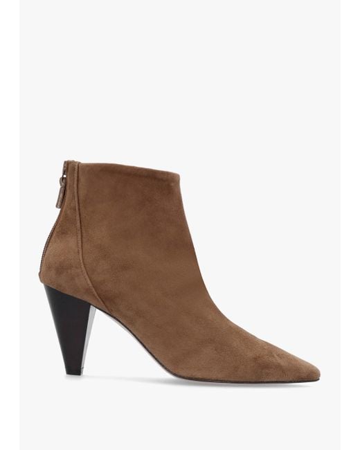 Daniel Brown Serin Taupe Suede Zip Back Heeled Ankle Boots