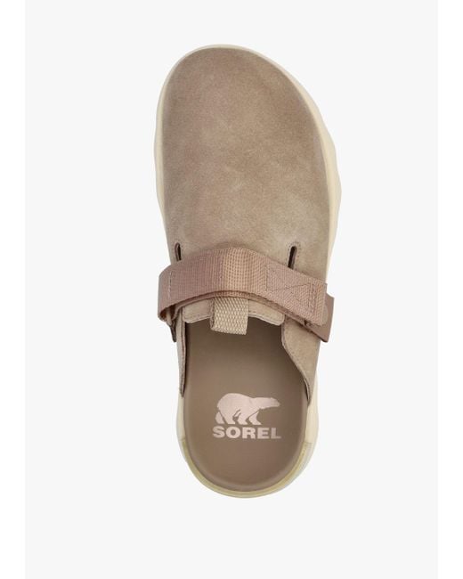 Sorel White Viibe Omega Taupe Honey Suede Clogs