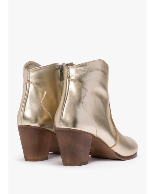 Daniel Natural Barara Gold Leather Western Ankle Boots