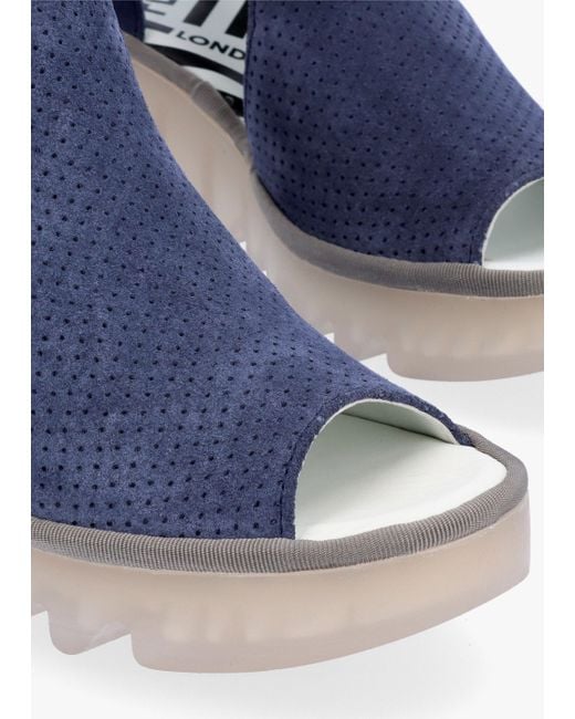 Fly London Blue Biga Jeans Suede Wedge Sandals
