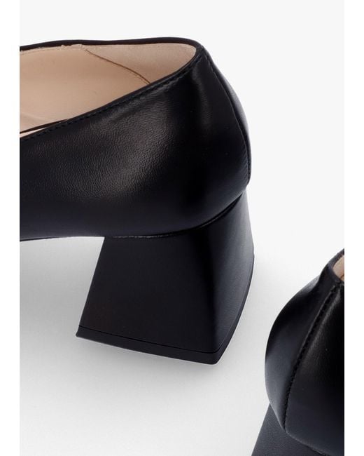 Daniel Multicolor Nessie Black Leather Block Heel Court Shoes