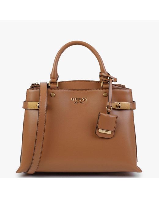 Guess Zadie Cognac Girlfriend Satchel Bag in Brown Lyst UK