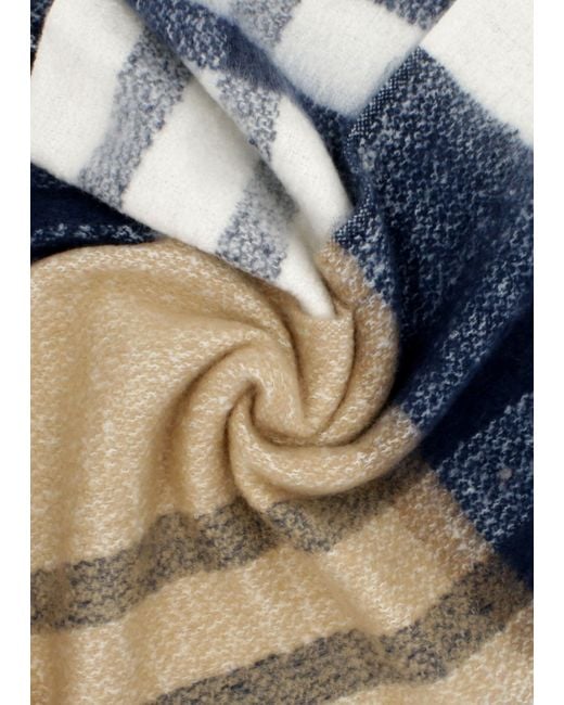 Barbour Blue Isla Hessian Tartan Bouclé Scarf