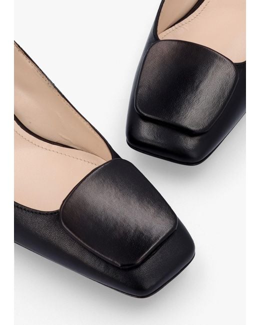 Daniel Multicolor Nessie Black Leather Block Heel Court Shoes