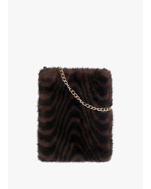 Daniel Black Furry & Swirl Faux Fur Cross-Body Bag