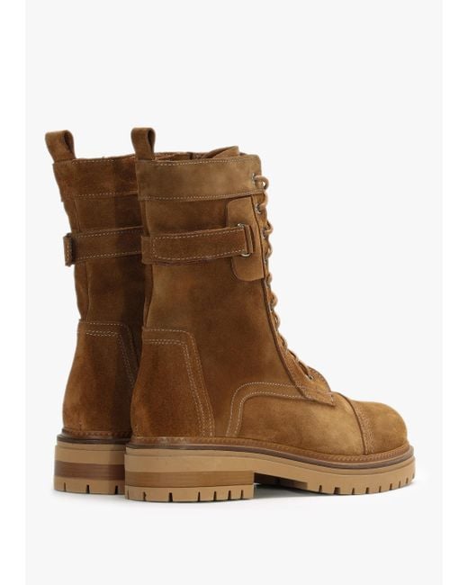 Daniel Brown Idris Tan Suede Ankle Strap Biker Boots