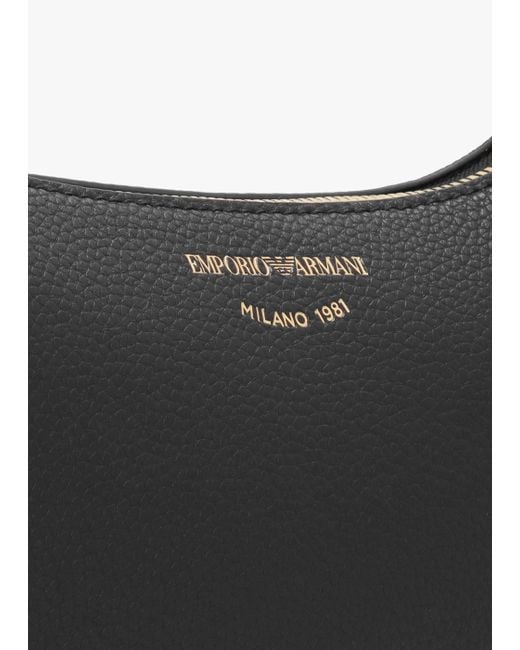 Emporio Armani Lilly Black Silver Pebbled Baguette Bag