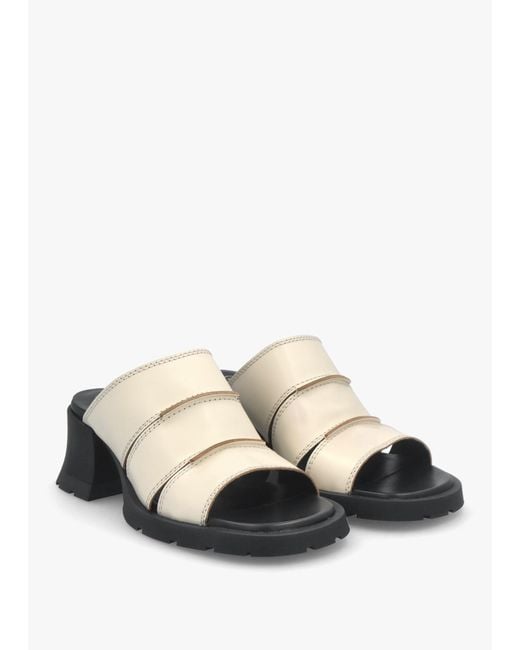Miista White Jadzia Cream Leather Block Heel Mules