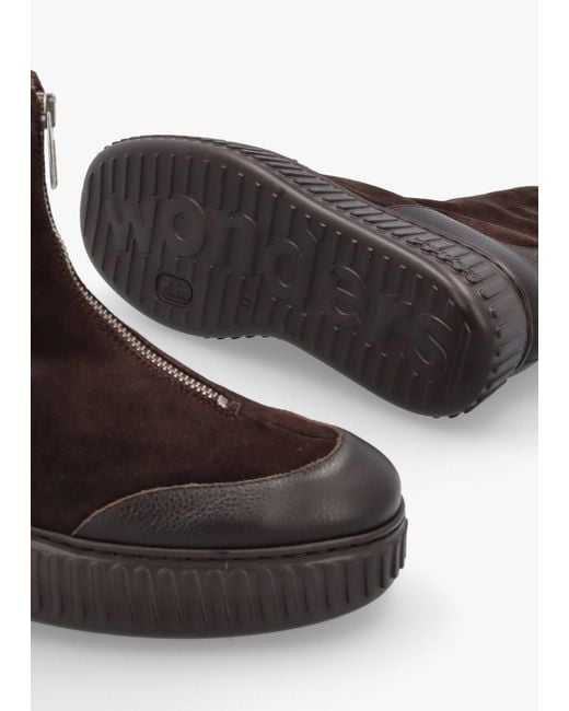 Wonders Brown A-5202 Front Zip Ankle Boots