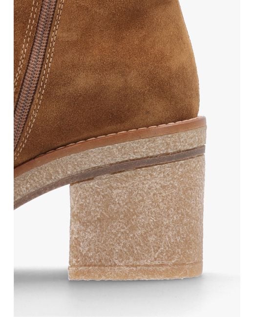 Alpe Brown Airy Tan Suede Block Heel Ankle Boots