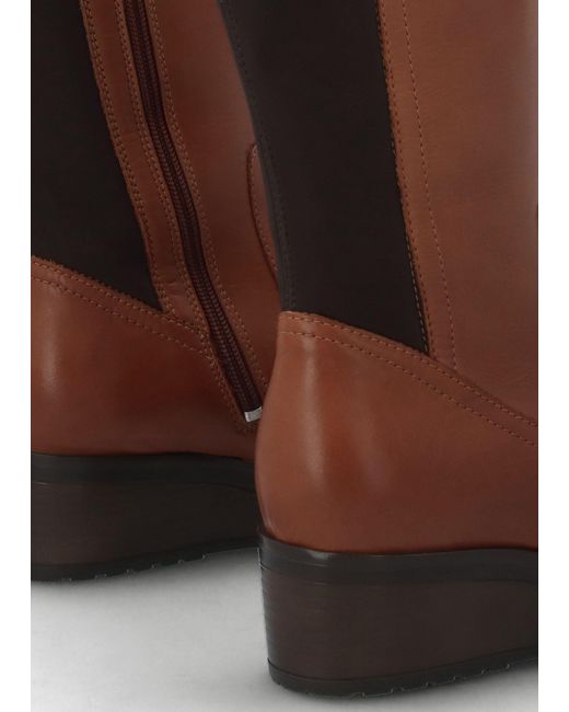 Moda In Pelle Brown Rayna Low Wedge Knee Boots
