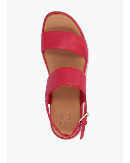 Moda In Pelle Red Netty Raspberry Leather Chunky Sandals