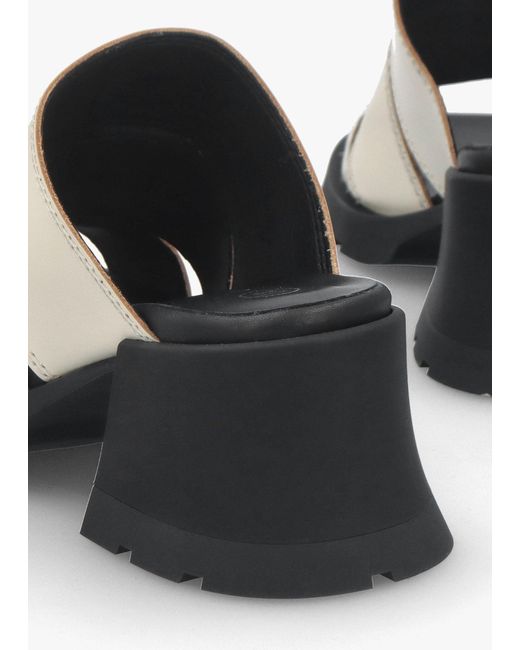 Miista White Jadzia Cream Leather Block Heel Mules