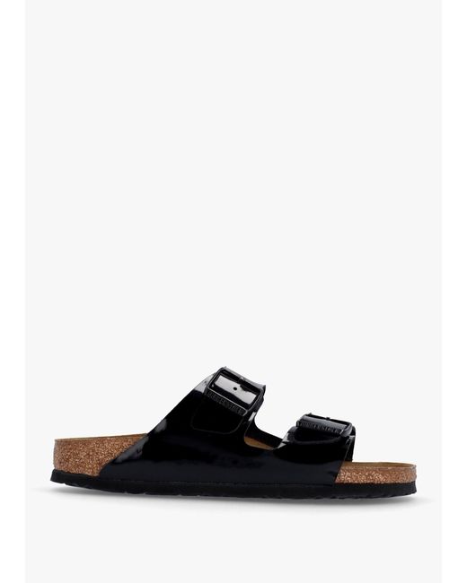 Birkenstock Arizona Birko-flor Black Patent Two Bar Mules