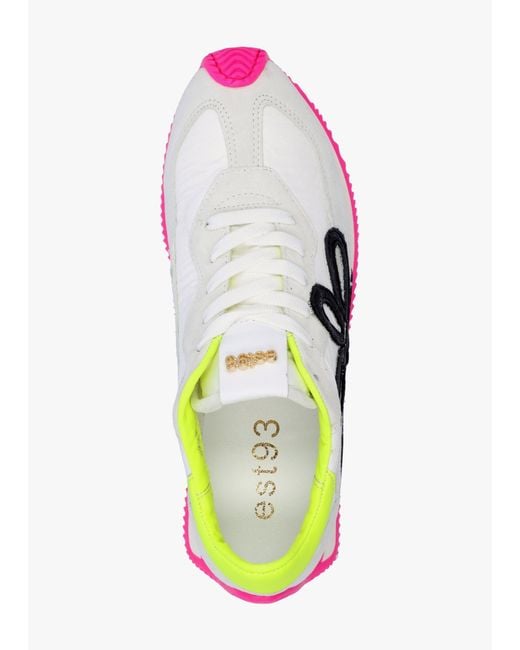 Daniel White Movie Pink & Yellow Suede Runner Trainers