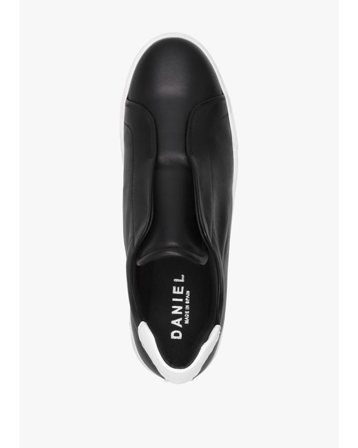 Daniel Tred Black Smooth Leather Laceless Flatform Trainers
