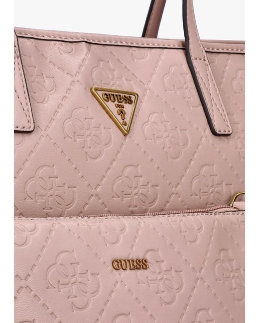 Guess Pink Large Power Play Rosewood Logo Tech Tote Bag
