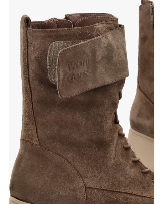 Wonders Brown Cleated Wedge Ankle Boots