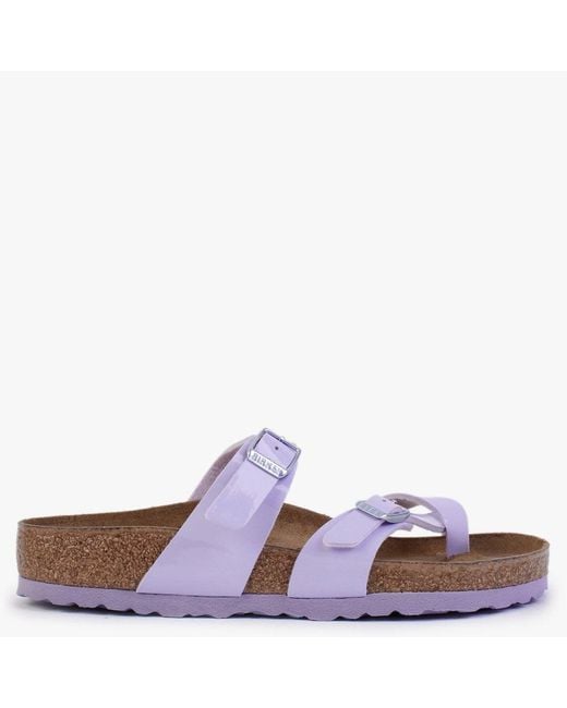 Birkenstock Mayari Purple Fog Patent Birko-flor Thong Sandals
