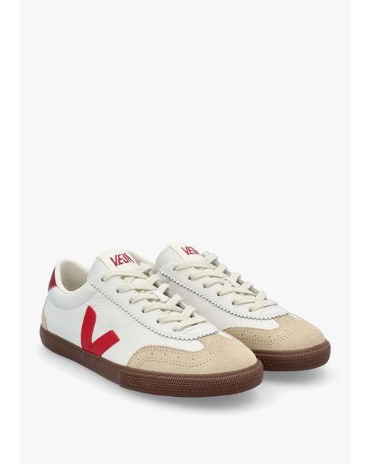 Veja White Volley O.T Leather Pekin Bark Trainers