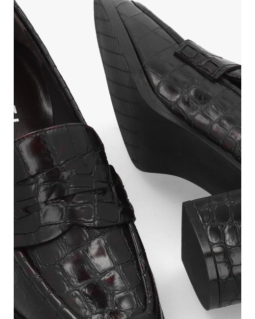Daniel Black Python Leather Block Heel Loafers