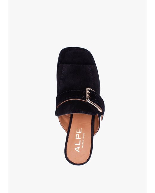 Alpe Black Memphis Block Heel Mules