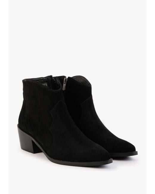 Daniel Becks Black Suede Western Ankle Boots