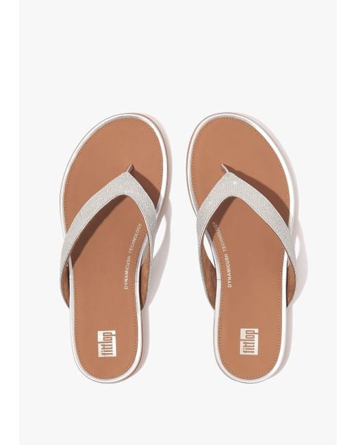 Fitflop White Gracie Shimmerlux Silver Flip Flops