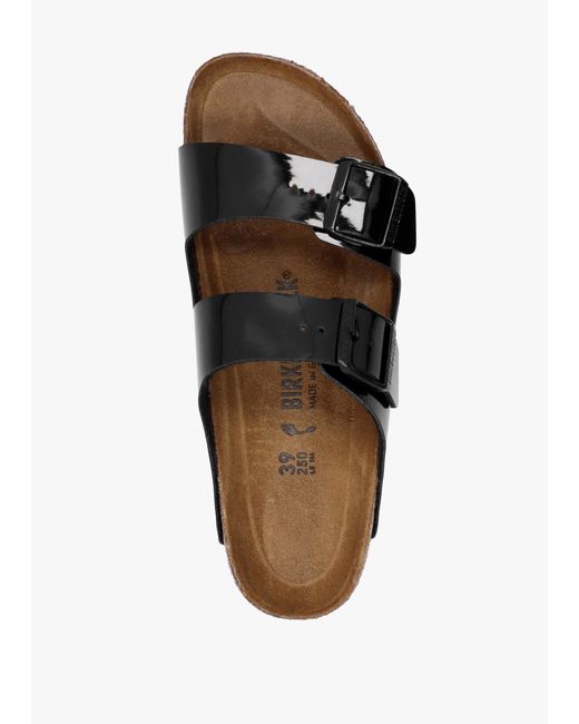Birkenstock Arizona Birko-flor Black Patent Two Bar Mules