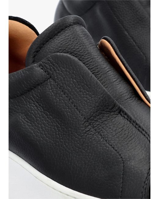 Daniel Black Tred Tumbled Leather Laceless Flatform Trainers