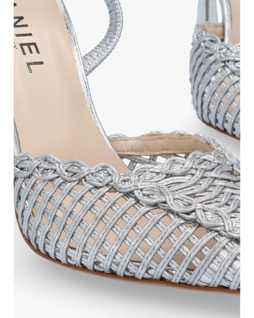 Daniel White Tiffi Silver Leather Woven Sling Back Court Shoes