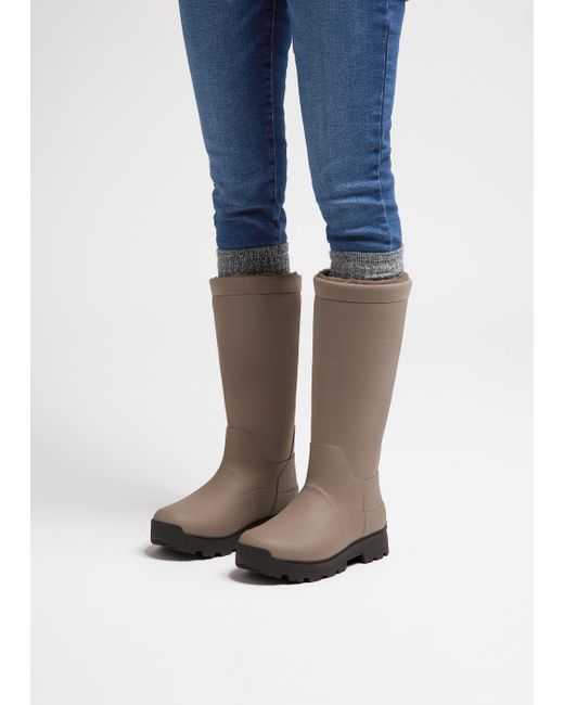 Fitflop Brown Wonderwelly Atb Minky Grey Wellington Boots