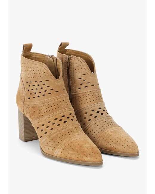 Alpe Natural Austie Perforated Block Heel Ankle Boots