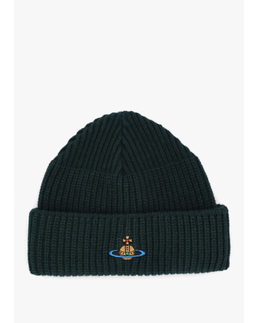 Vivienne Westwood Green Orb Beanie Hat for men