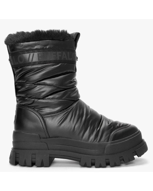 Buffalo Aspha Quilted Vegan Black Snow Boots