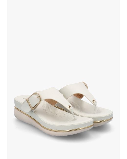 Moda In Pelle White Jesse Off Toe Post Wedge Sandals