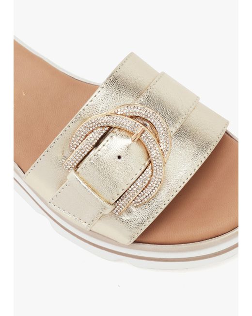 Daniel White Recrys Gold Leather Embellished Flat Mules