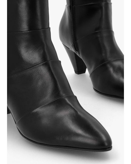 Daniel Napel Black Leather Pannel Cone Heel Ankle Boots