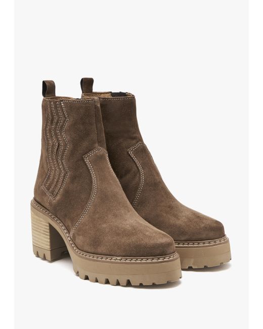 Alpe Brown Airedale Tan Suede Platform Heeled Boots
