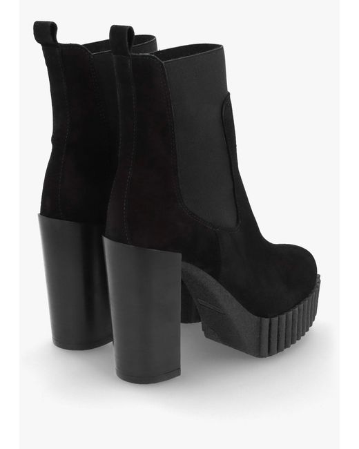 Alpe Ablush Black Suede Platform High Heel Ankle Boots | Lyst