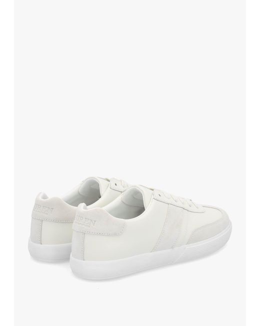 Ralph Lauren White Braylee Bianco Leather & Suede Trainers
