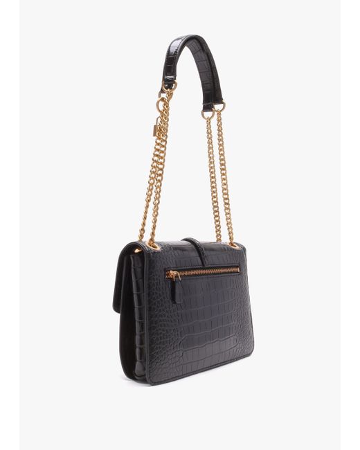 Guess James Black Moc Croc Front Flap Crossbody Bag Lyst